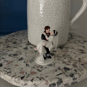 Vintage Bride and Groom Porcelain Wedding Cake Topper or Wedding Gift